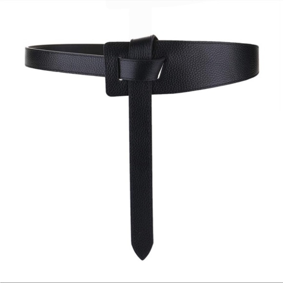 Tie Waist  BLACK VEGAN LEATHER VINTAGE Belt *NEW* main image 5